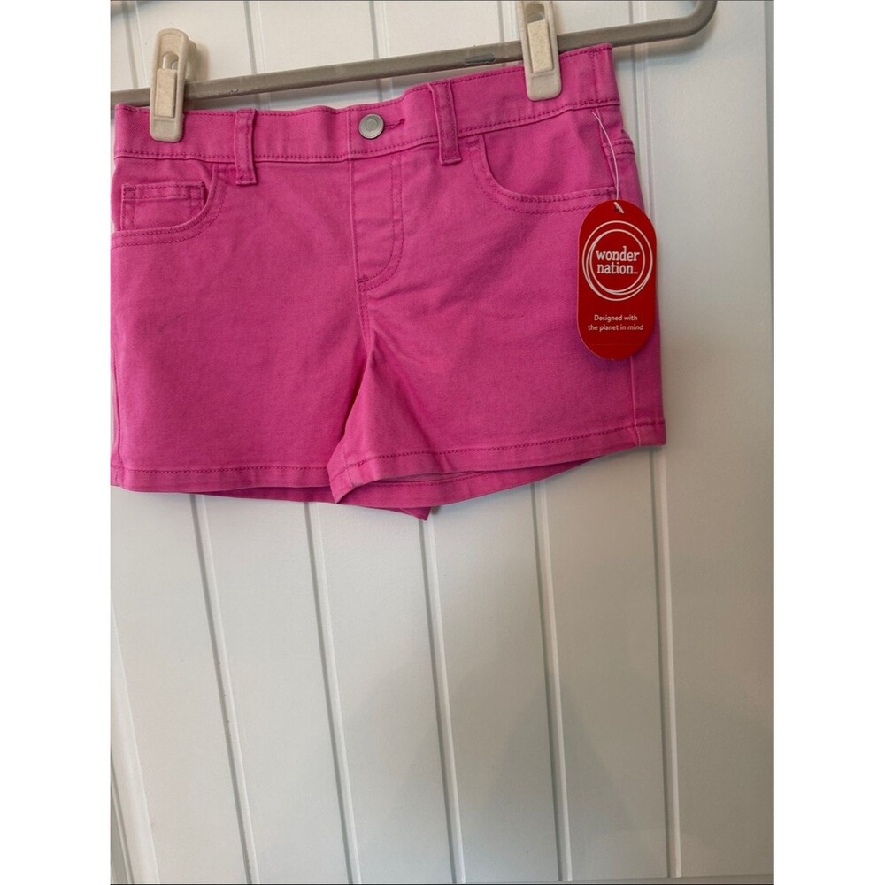 wonder nation Bright Pink Denim-Style Girls' Shorts